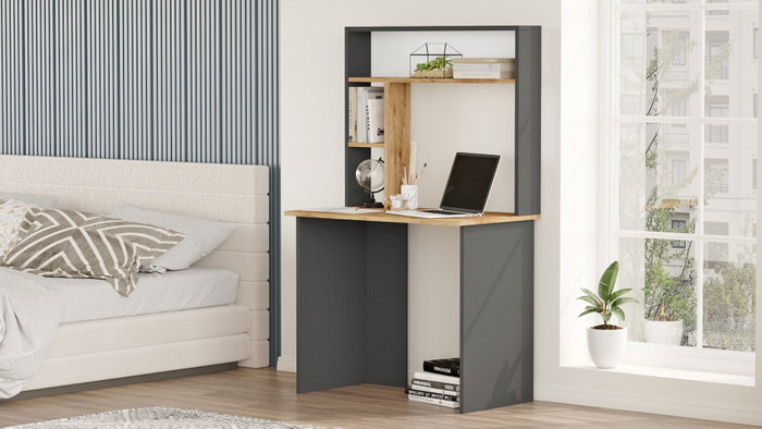 Hanah Home Br2-Aa Escritorio de Estudio Pino Atlántico y Antracita